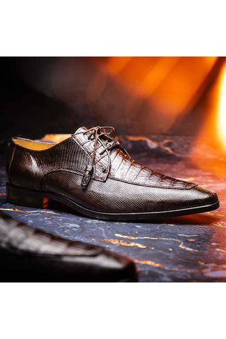 Marco Di Milano Merida Brown Lizard & Caiman Crocodile Derby (MDM1132)-AmbrogioShoes