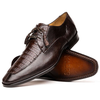 Marco Di Milano Merida Men's Shoes Brown Lizard & Caiman Crocodile Derby (MDM1132)-AmbrogioShoes