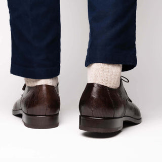 Marco Di Milano Merida Men's Shoes Brown Lizard & Caiman Crocodile Derby (MDM1132)-AmbrogioShoes