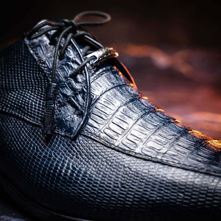 Marco Di Milano Merida Men's Shoes Navy Lizard & Caiman Crocodile Derby (MDM1132)-AmbrogioShoes