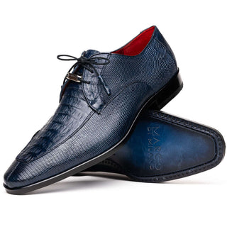 Marco Di Milano Merida Men's Shoes Navy Lizard & Caiman Crocodile Derby (MDM1132)-AmbrogioShoes