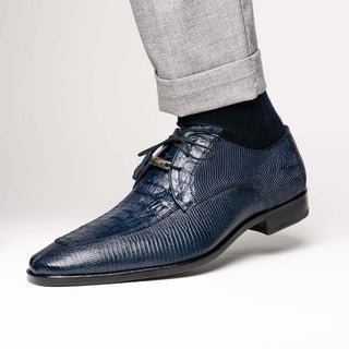 Marco Di Milano Merida Men's Shoes Navy Lizard & Caiman Crocodile Derby (MDM1132)-AmbrogioShoes