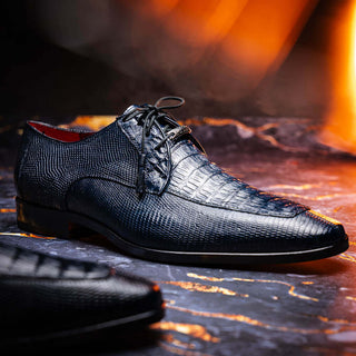 Marco Di Milano Merida Men's Shoes Navy Lizard & Caiman Crocodile Derby (MDM1132)-AmbrogioShoes