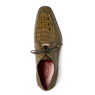Marco Di Milano Merida Men's Shoes Olive Lizard & Caiman Crocodile Derby (MDM1132)-AmbrogioShoes