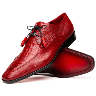 Marco Di Milano Merida Men's Shoes Red Lizard & Caiman Crocodile Derby (MDM1132)-AmbrogioShoes