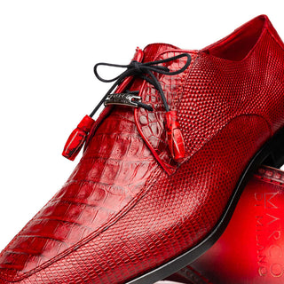 Marco Di Milano Merida Men's Shoes Red Lizard & Caiman Crocodile Derby (MDM1132)-AmbrogioShoes