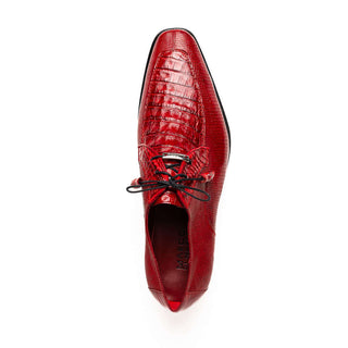 Marco Di Milano Merida Men's Shoes Red Lizard & Caiman Crocodile Derby (MDM1132)-AmbrogioShoes