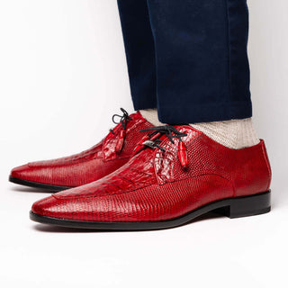 Marco Di Milano Merida Men's Shoes Red Lizard & Caiman Crocodile Derby (MDM1132)-AmbrogioShoes