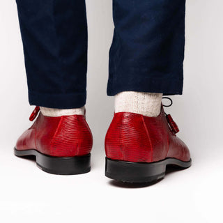 Marco Di Milano Merida Men's Shoes Red Lizard & Caiman Crocodile Derby (MDM1132)-AmbrogioShoes