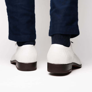 Marco Di Milano Merida Men's Shoes White Lizard & Caiman Crocodile Derby (MDM1132)-AmbrogioShoes