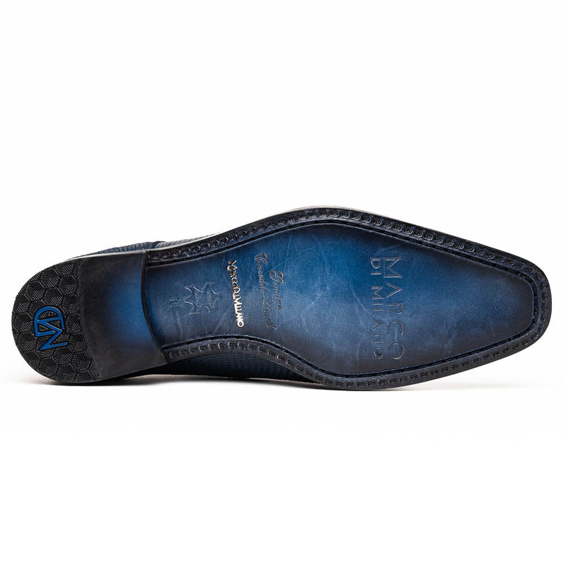 Marco Di Milano Merida Navy Blue Oxfords Lizard & Caiman Crocodile Shoes (MDM1135)-AmbrogioShoes