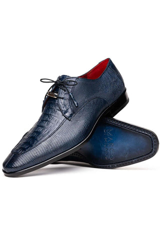 Marco Di Milano Merida Navy Lizard & Caiman Crocodile Derby (MDM1132)-AmbrogioShoes
