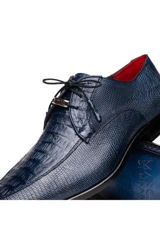Marco Di Milano Merida Navy Lizard & Caiman Crocodile Derby (MDM1132)-AmbrogioShoes