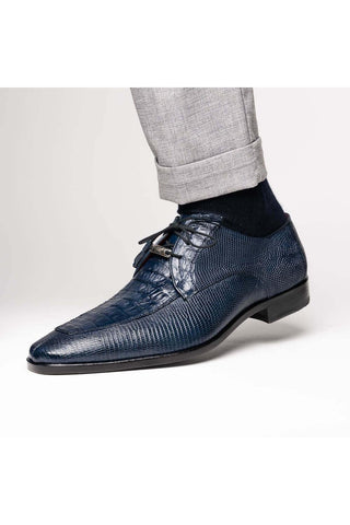 Marco Di Milano Merida Navy Lizard & Caiman Crocodile Derby (MDM1132)-AmbrogioShoes