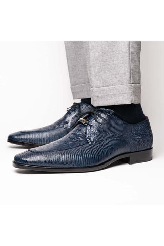 Marco Di Milano Merida Navy Lizard & Caiman Crocodile Derby (MDM1132)-AmbrogioShoes