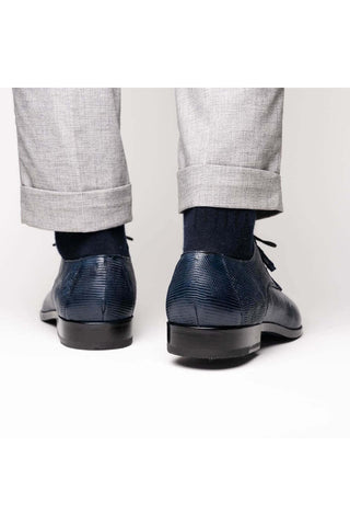 Marco Di Milano Merida Navy Lizard & Caiman Crocodile Derby (MDM1132)-AmbrogioShoes