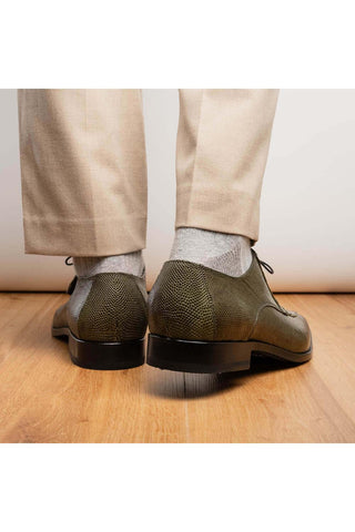 Marco Di Milano Merida Olive Lizard & Caiman Crocodile Derby (MDM1132)-AmbrogioShoes