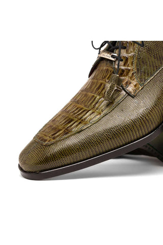 Marco Di Milano Merida Olive Lizard & Caiman Crocodile Derby (MDM1132)-AmbrogioShoes