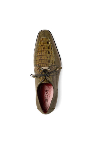 Marco Di Milano Merida Olive Lizard & Caiman Crocodile Derby (MDM1132)-AmbrogioShoes
