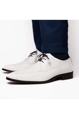 Marco Di Milano Merida White Lizard & Caiman Crocodile Derby (MDM1132)-AmbrogioShoes