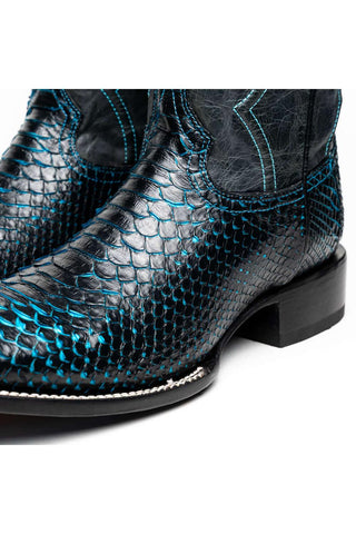 Marco Di Milano Missouri Black & Blue Genuine Python / Calf-Skin Leather Cowboy Boot (MDM1212)-AmbrogioShoes