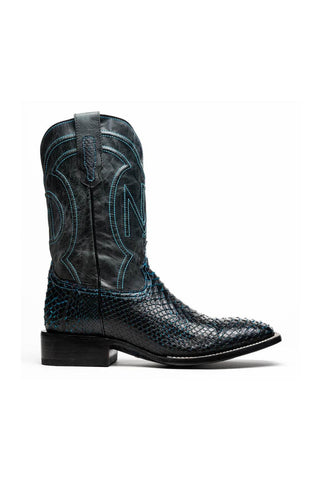 Marco Di Milano Missouri Black & Blue Genuine Python / Calf-Skin Leather Cowboy Boot (MDM1212)-AmbrogioShoes