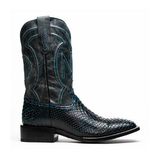 Marco Di Milano Missouri Black & Blue Genuine Python / Calf-Skin Leather Cowboy Boot (MDM1212)-AmbrogioShoes