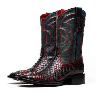Marco Di Milano Missouri Black Cherry Genuine Python / Calf-Skin Leather Cowboy Boot (MDM1212)-AmbrogioShoes