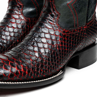 Marco Di Milano Missouri Black Cherry Genuine Python / Calf-Skin Leather Cowboy Boot (MDM1212)-AmbrogioShoes
