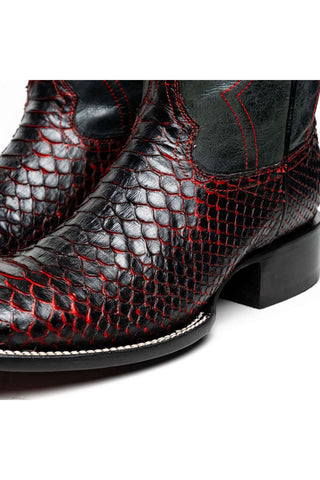 Marco Di Milano Missouri Black Cherry Genuine Python / Calf-Skin Leather Cowboy Boot (MDM1212)-AmbrogioShoes
