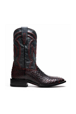 Marco Di Milano Missouri Black Cherry Genuine Python / Calf-Skin Leather Cowboy Boot (MDM1212)-AmbrogioShoes