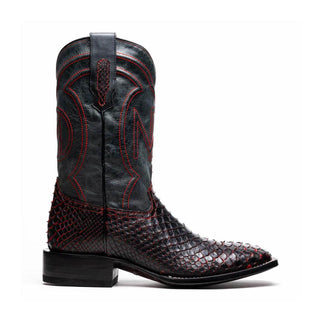 Marco Di Milano Missouri Black Cherry Genuine Python / Calf-Skin Leather Cowboy Boot (MDM1212)-AmbrogioShoes