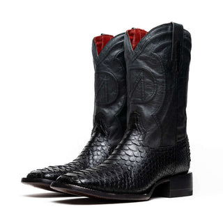 Marco Di Milano Missouri Black Genuine Python / Calf-Skin Leather Cowboy Boot (MDM1212)-AmbrogioShoes