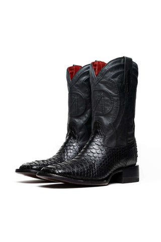 Marco Di Milano Missouri Black Genuine Python / Calf-Skin Leather Cowboy Boot (MDM1212)-AmbrogioShoes