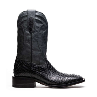 Marco Di Milano Missouri Black Genuine Python / Calf-Skin Leather Cowboy Boot (MDM1212)-AmbrogioShoes
