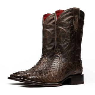 Marco Di Milano Missouri Brown Genuine Python / Calf-Skin Leather Cowboy Boot (MDM1212)-AmbrogioShoes
