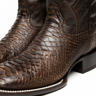 Marco Di Milano Missouri Brown Genuine Python / Calf-Skin Leather Cowboy Boot (MDM1212)-AmbrogioShoes