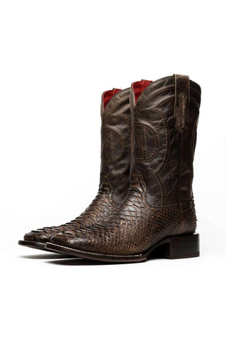 Marco Di Milano Missouri Brown Genuine Python / Calf-Skin Leather Cowboy Boot (MDM1212)-AmbrogioShoes