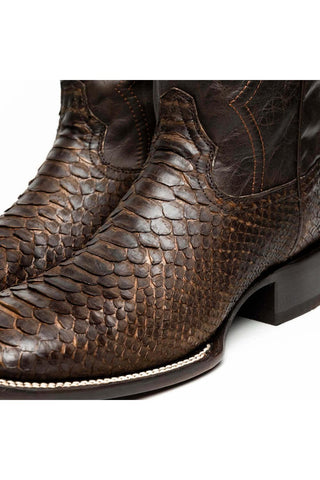 Marco Di Milano Missouri Brown Genuine Python / Calf-Skin Leather Cowboy Boot (MDM1212)-AmbrogioShoes
