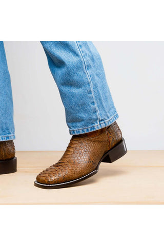 Marco Di Milano Missouri Cognac Exotic Python Skin Cowboy Boot (MDM1243)-AmbrogioShoes