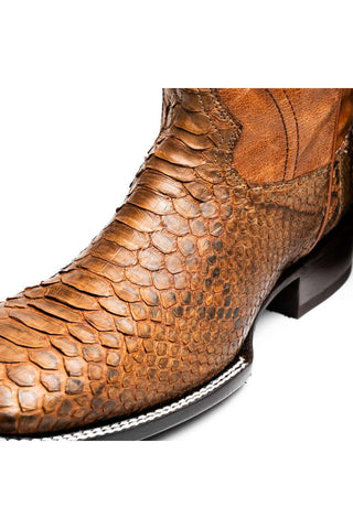 Marco Di Milano Missouri Cognac Exotic Python Skin Cowboy Boot (MDM1243)-AmbrogioShoes