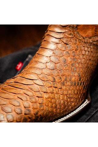 Marco Di Milano Missouri Cognac Exotic Python Skin Cowboy Boot (MDM1243)-AmbrogioShoes