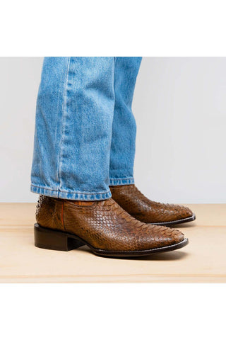 Marco Di Milano Missouri Cognac Exotic Python Skin Cowboy Boot (MDM1243)-AmbrogioShoes