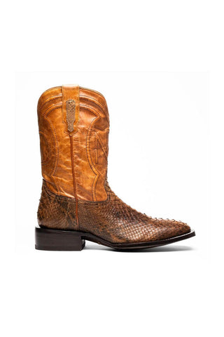 Marco Di Milano Missouri Cognac Exotic Python Skin Cowboy Boot (MDM1243)-AmbrogioShoes