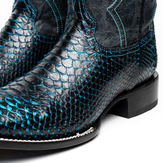 Marco Di Milano Missouri Men's Shoes Black & Blue Genuine Python / Calf-Skin Leather Cowboy Boot (MDM1212)-AmbrogioShoes