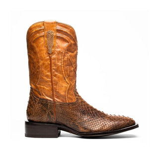 Marco Di Milano Missouri Men's Shoes Cognac Exotic Python Skin Cowboy Boot (MDM1243)-AmbrogioShoes