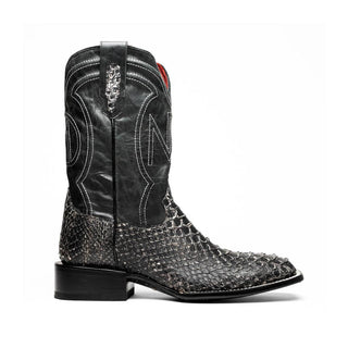 Marco Di Milano Missouri Men's Shoes Stone White Exotic Python Skin Cowboy Boot (MDM1242)-AmbrogioShoes