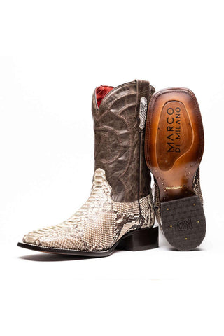 Marco Di Milano Missouri Natural Genuine Python / Calf-Skin Leather Cowboy Boot (MDM1212)-AmbrogioShoes