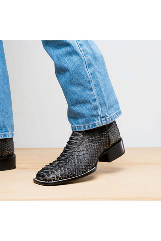 Marco Di Milano Missouri Stone White Exotic Python Skin Cowboy Boot (MDM1242)-AmbrogioShoes