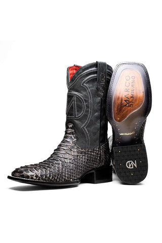 Marco Di Milano Missouri Stone White Exotic Python Skin Cowboy Boot (MDM1242)-AmbrogioShoes